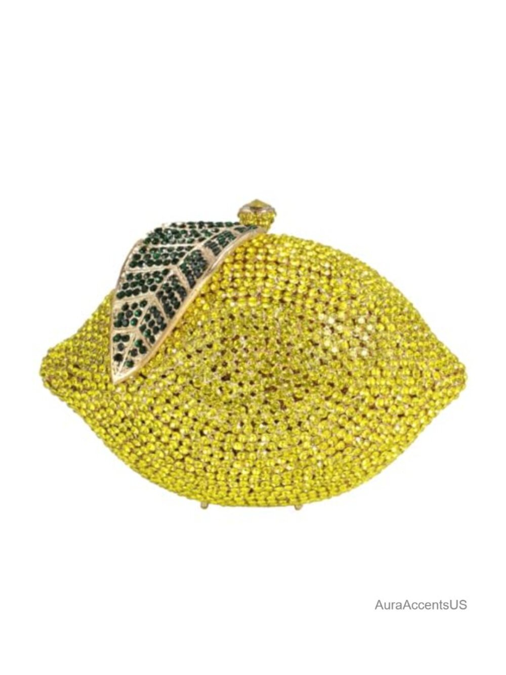 Rhinestone Lemon Shaped Evening Clutch Chain Handbag Wedding Party